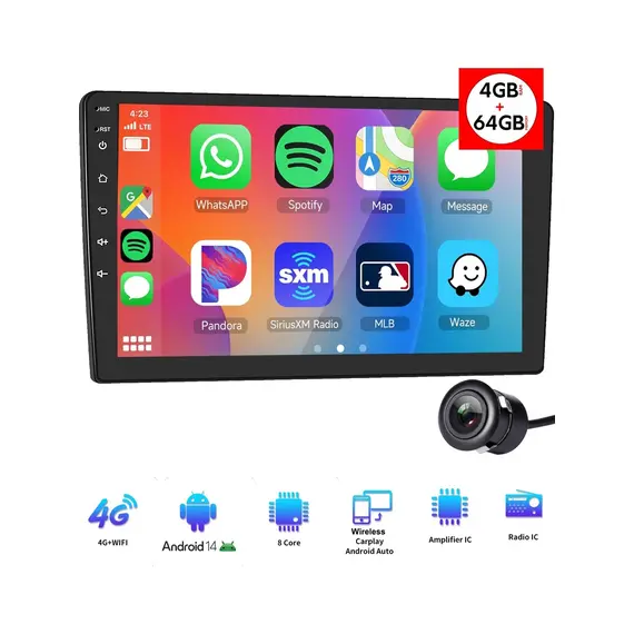 Pioneer MP1000A Araç Multimedya Sistem 10" Ekran 4gb Ram 64GB Hafıza Android 14 Bluetooh 4g Gps USB Carplay  + Geri Görüş Kamera