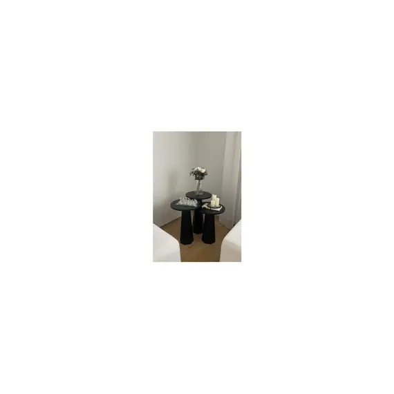 Kupp Design Lilyum Mantar Sehpa Üçlü Set Siyah (57+52+47 Cm)