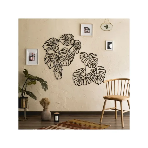  Monstera Metal Duvar Dekoru - Modern Tasarım | 2 Parça Set