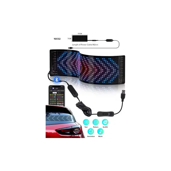  LED Matrix Panel Dijital Ekran Kumandalı App Kontrollü Oto Aksesuar Yayıncı Bilgisayar Odası