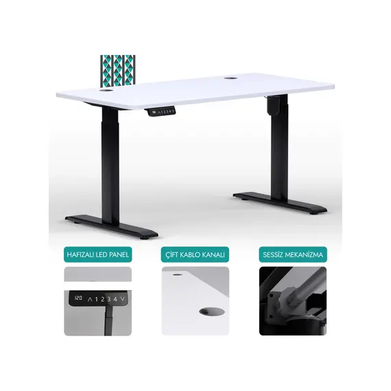 Edusa O-Flex Elektrikli Yükseklik Ayarlı Masa | Güçlü ve Sessiz | Pozisyon Hafızalı | Dijital Göstergeli | Ergonomik | Özelleştirilebilir