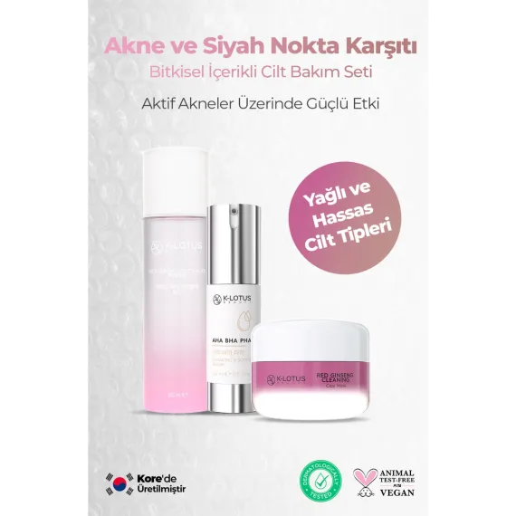  Akne ve Siyah Nokta Karşıtı Bitkisel Içerikli Cilt Bakım Seti