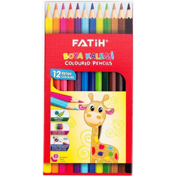 Fatih 33112 Tam Boy Kuru Boya Kalemi 12 Renk