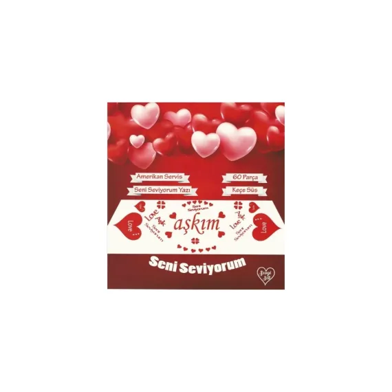 Romantik  Masa Süslemesi Kırmızı Keçe Seti 2 Kişilik Keçe Seti Benimle Evlenirmisin Seti