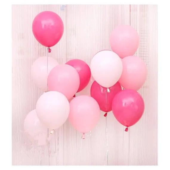 Metalik Balon Fuşya - Pembe - Beyaz 10 Adet