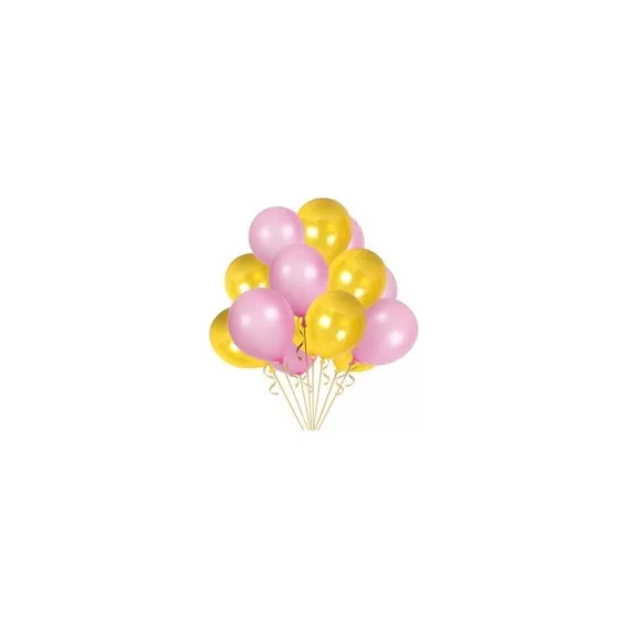 Metalik Balon Sarı - Pembe 10 Adet