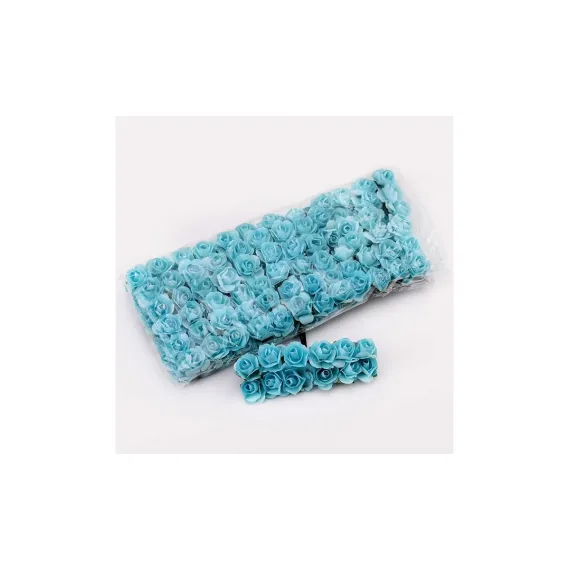 144 Adet 1.5 cm. Mini Kağıt Gül Yapay Çiçek - Mavi  
