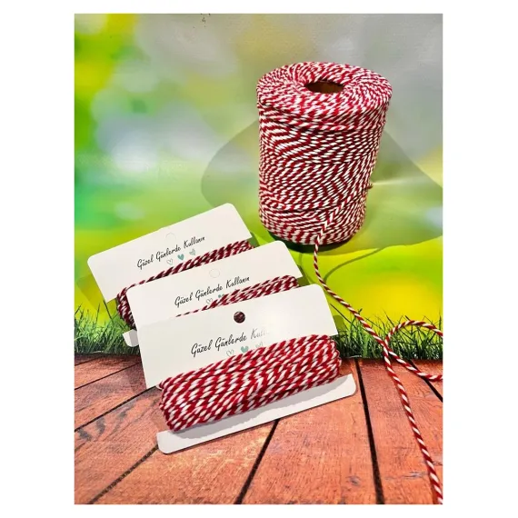 Marteniçka İpi Kırmızı Beyaz Hediye Paketleme İpi İki Renkli Paket İpi 10 mt