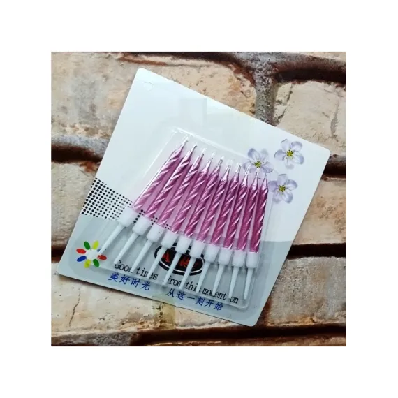 Vıp Kalite Burgulu Pembe Pasta Mumu Pembe Doğum Günü Mumu 10 Adet Pembe Mum Decor Pink Bırthday Candle
