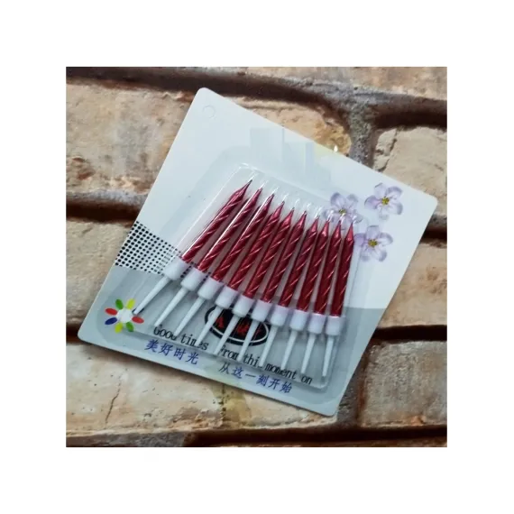 Vıp Kalite Burgulu Kırmızı Pasta Mumu Kırmızı Doğum Günü Mumu 10 Adet Kırmızı Mum Decor Red Bırthday Candle