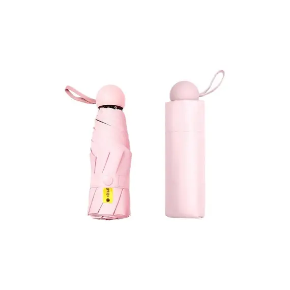 Mini Şemsiye 6 Bones %50 Indirim Şemsiye Kadın Taşınabilir Cep Vinil Şemsiye Güneşli ve Yağmurlu Iki Kullanımlık Açık Güneş Şemsiyesi  