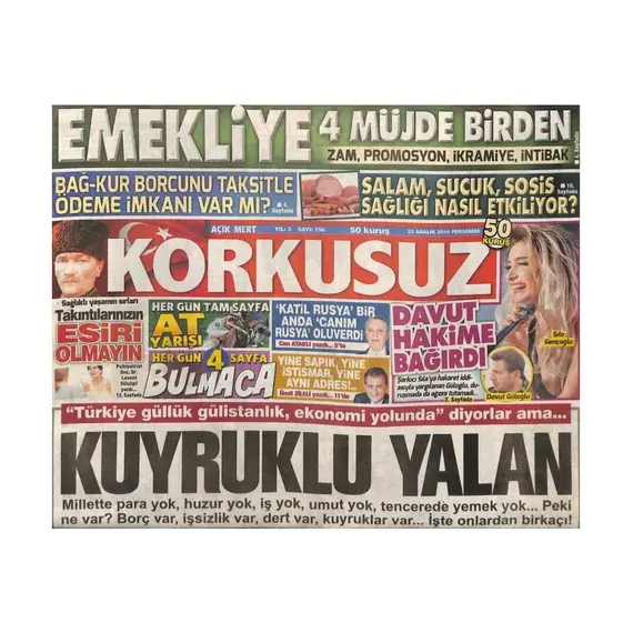 Korkusuz Gazetesi 22 Aralık 2016 - Havai Fişek Faciası - Millet Tek Ses, Tek Yürek Oldu Gz95318