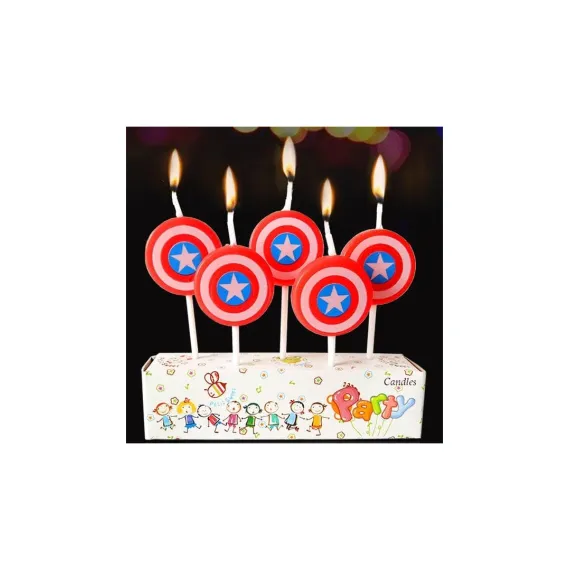 Vıp Captain America Bırthday Candle Kaptan Amerika Pasta Mumu 5 Adet Kaptan Amerika Doğum Günü Mumu