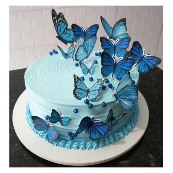 Pasta Balon Üzeri Dekor Kelebek Süsler  Pasta Balon Üzeri Süslemesi  pasta Yapımı Dekor Süsü Butterfly  mavi