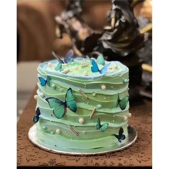 Pasta Balon Üzeri Dekor Kelebek Süsler  Pasta Balon Üzeri Süslemesi  pasta Yapımı Dekor Süsü Butterfly  yeşil