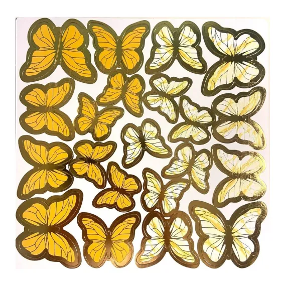 Pasta Balon Üzeri Dekor Kelebek Süsler  Pasta Balon Üzeri Süslemesi  pasta Yapımı Dekor Süsü Butterfly gold