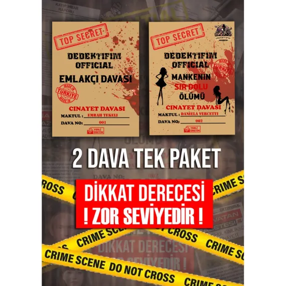 2 Farklı Cinayet Davası, Mankenin Sır Dolu Ölümü, Emlakçı Davası, Katil Kim Oyunu, Dedektiflik Oyunu