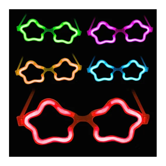 Yıldız Glow Gözlük - Yıldız Şekilli Glow Stick Gözlüğü - Glow Partisi Gözlük 12 Adet