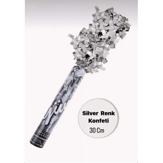 Silver Konfeti 30 cm / Gümüş Konfeti Parti Düğün Nişan Nikah Kına Doğum Günü Sünnet Konfeti 1 Adet