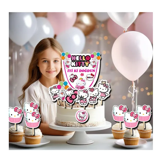 Hellokitty Doğum Günü Konsept Pasta Süsü