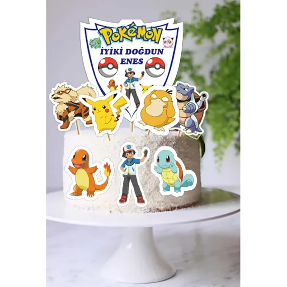 Pokemon Konsept Doğum Günü Pasta Süsü