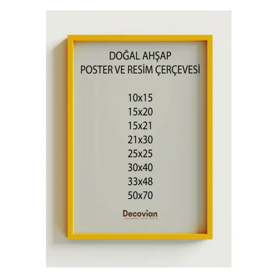 Decovianhomedesign Doğal Ahşap Çerçeve -Boş Çerçeve-Resim Çerçevesi, Poster Çerçevesi (Ön Korumalı,postersiz)