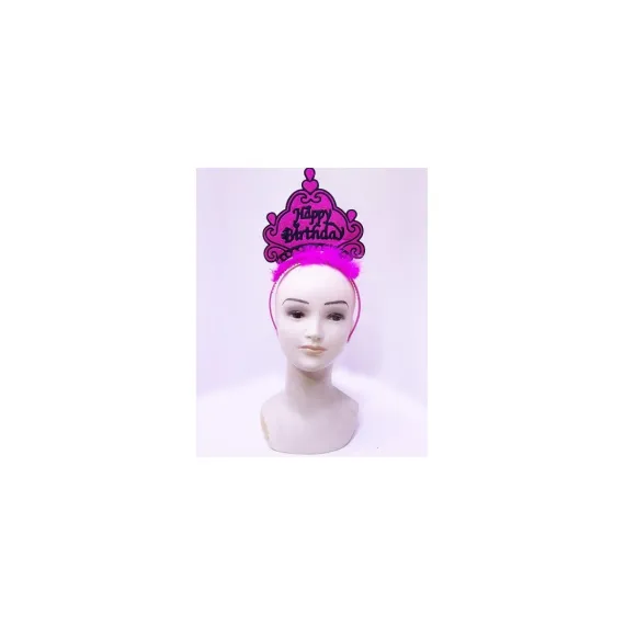 Happy Birthday Neon Fuşya Taç