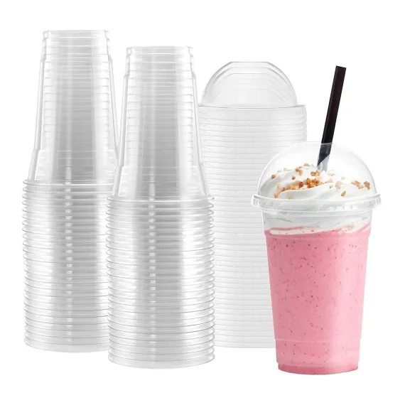 500CC Plastik Kapaklı Milkshake Bardağı 50 Adet