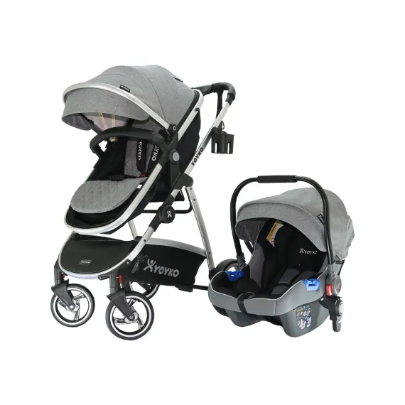 Yoyko City Seyahat Sistem Bebek Arabası 3 İn 1 Gri Silver