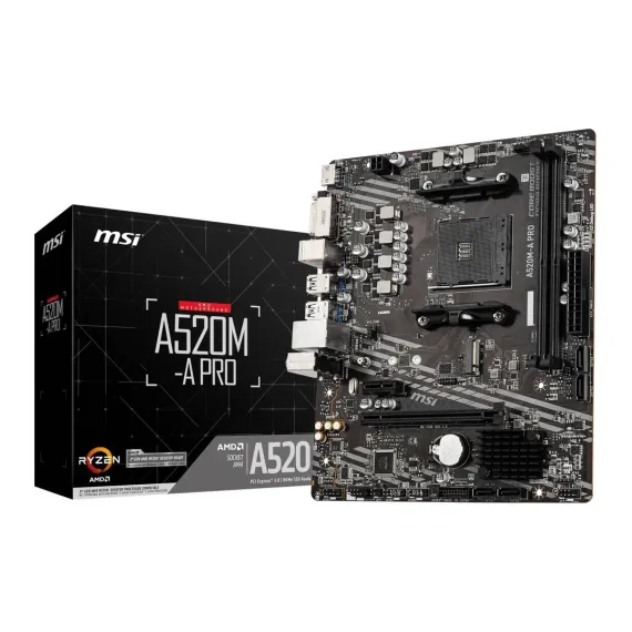 Msi A520M-A PRO AMD A520 Soket AM4 DDR4 4600(OC)MHz mATX Gaming Anakart