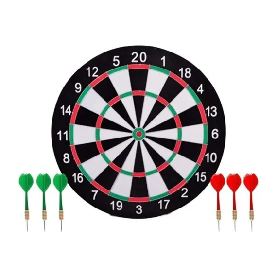 Orta Boy Dart Seti 36 CM Çift Taraflı Dart Hedef Tatası 6 Oklu