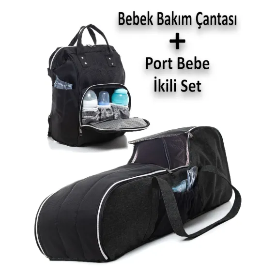 Cucul Portbebe Bebek Taşıma ve Anne Bebek Bakım Çantası Set