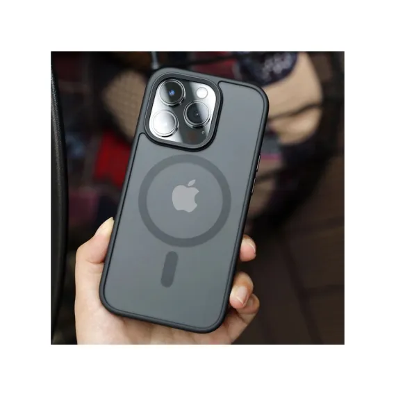 Apple iphone 14 Pro Max Kılıf Mat Magsafe Wireless Şarj Destekli Hassas Butonlu Soft Mat Kenarlı Buzlu Çerçeveli Darbe Korumalı Mor Kapak