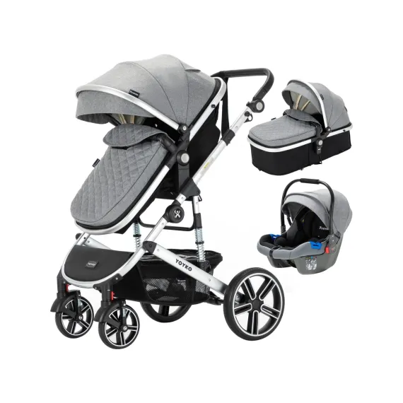 Yoyko Ultimate Travel Sistem Bebek Arabası 3 İn 1 Gri Silver