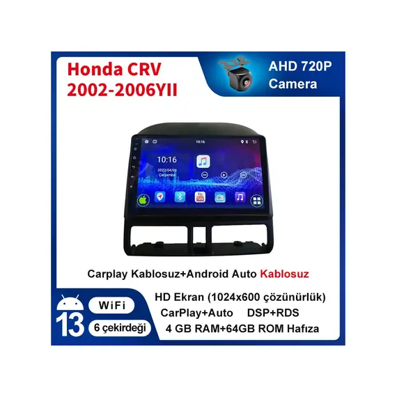 Honda Crv 2002-2006YIL  9'inç Araba Android Multimedya Carplay Navigasyon Cihazı