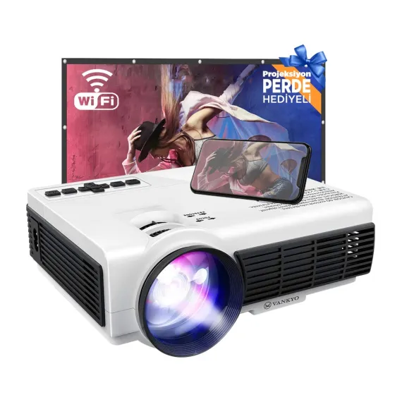 Leisure 410 5G WiFi Projeksiyon Cihazı - 1080P Destekli - 240 İnç Yansıtma - Dahili Hoparlör - PS5/PS4/XBOX/HDMI