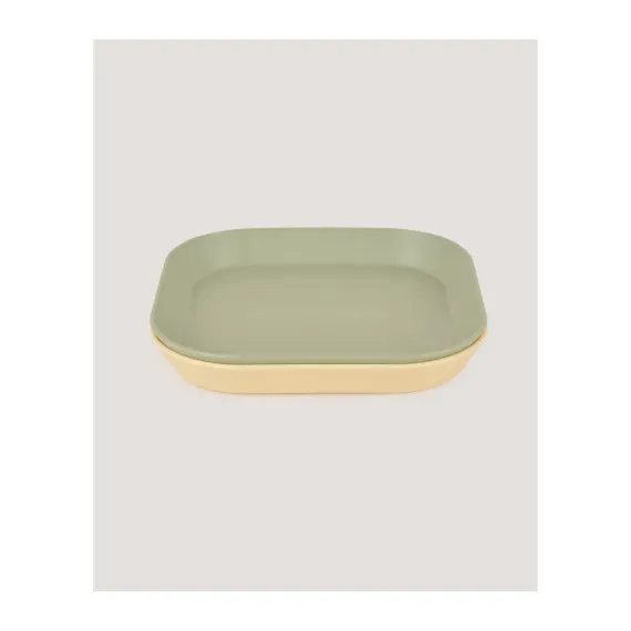 Let's Be Child 2'li Kare Tabak Sage Green-Vanillia