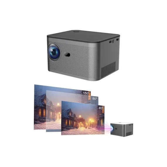 HY350 Gri Taşınabilir Sinema Projektörü 4K 1080P Ev Sineması Bluetooth Android Akıllı Projeksiyon Wifi