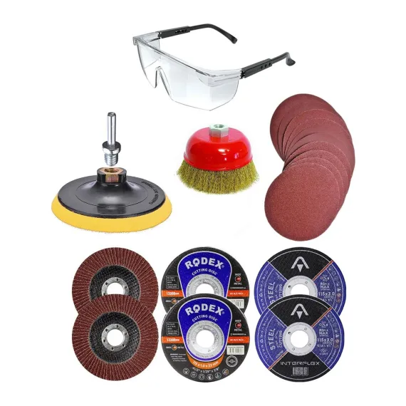 22 Parça Avuç İçi Spiral Taşlama Cırt Zımpara Flap İnox Metal Kesme Kesici Disk Seti 115 mm