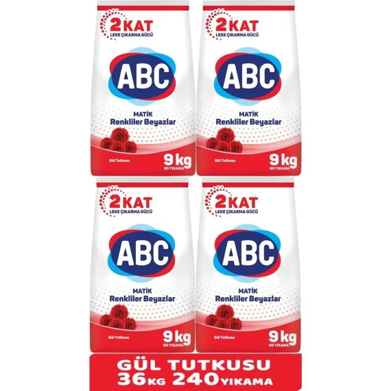 Matik Toz Çamaşır Deterjanı 36KG (4pk*9kg) Gül Tutkusu Renkliler/beyazlar