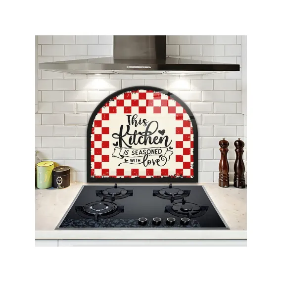 Cam Ocak Arkası Koruyucu | Oval Şekilli | Kitchen Love | 52cm X 60cm
