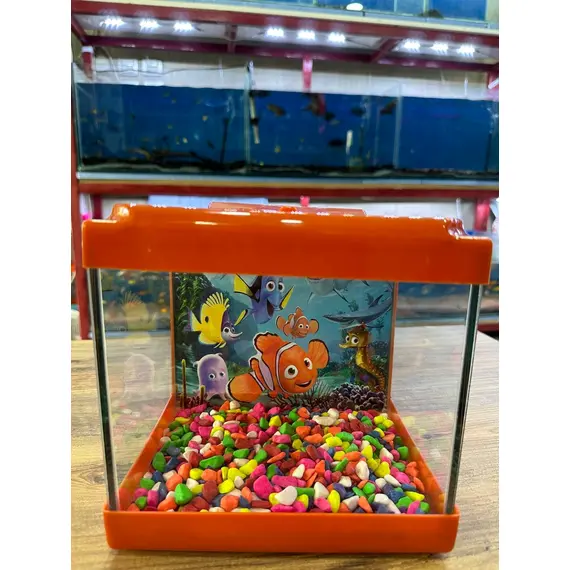 Turuncu Kare Mini Akvaryum 20X20X15