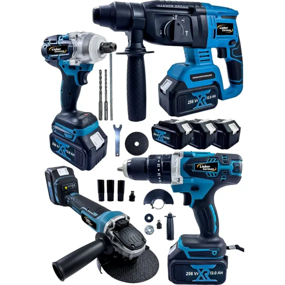 Brushless 4 Lü Set 256 Vf 12 Ah 3 x Akü Kırıcı Delici+Bijon Somun Sıkma Sökme+Taşlama+Darbeli Matkap