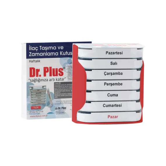 Dr. Plus Haftalık Ilaç Saklama ve Zamanlama Kutusu