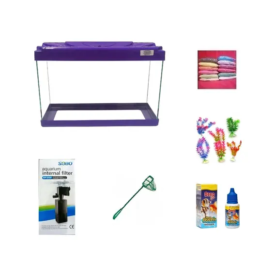 3518 Akvaryum Hazır Set Mor 35 cm