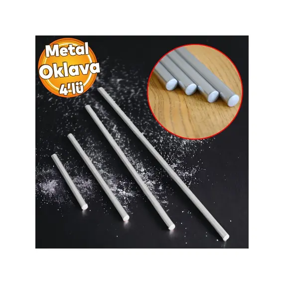 4'lü Masterchef Alüminyum Paslanmaz 29-49-74-99 CM Metal Oklava Seti Hamur Açma Aparatı Sofra Mutfak