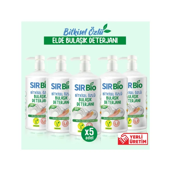 Bitkisel Özlü Elde Bulaşık Deterjanı 1000 ml Pompalı Şişe 5'li