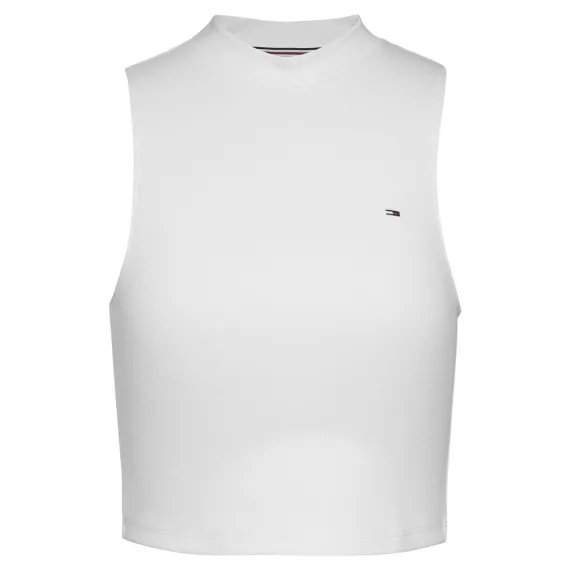 Yarım Balıkçı Yaka Düz Beyaz Kadın Atlet Tjw Crp Mockneck Tank