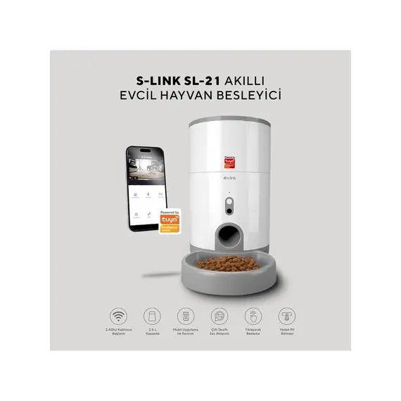 Sl-21 Kameralı Akıllı Otomatik Mama Kabı Kedi Köpek Pet Besleyici Yem Kabı, Smart Feeder