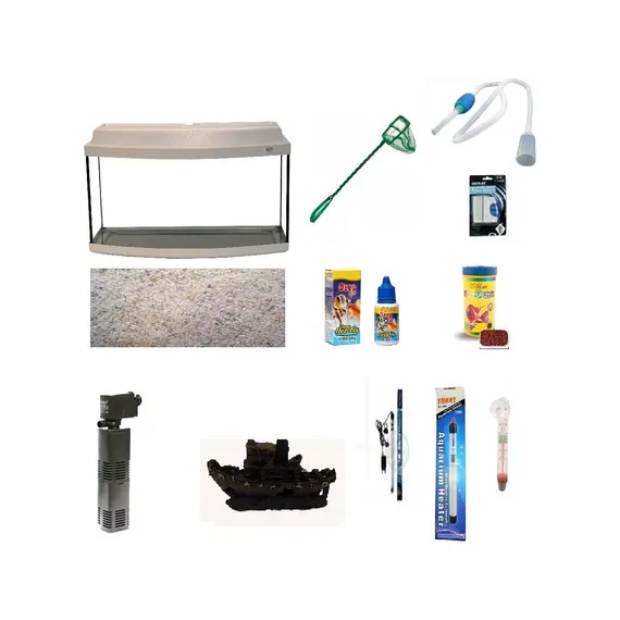 100 cm Akvaryum Beyaz Kapaklı Bombeli Hazır Set KP100BBSET01